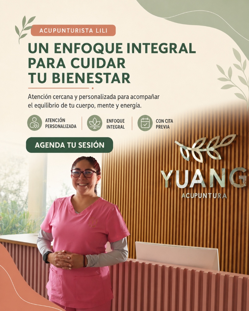 Acupunturista Lili en YUANG Acupuntura. Un enfoque integral para cuidar tu bienestar. Atención cercana y personalizada.